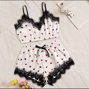 Sleepwear Heart Crop Cami Shorts Set Pjs Women